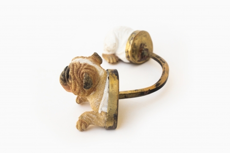 Affan Baghpati  A New Cat In Town (Detail), 2021  Assemblage, found objects, brass, polymer resin  2.36 x 7 x 3.50 in