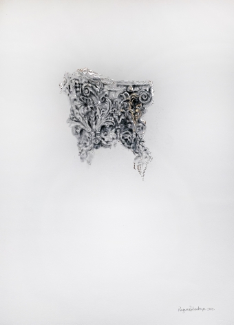 Najmun Nahar Keya  Corinthian Dhaka (27)  Charcoal, graphite, rabbit skin glue, copper, silver, on Fabriano archival paper  28 x 20  2019