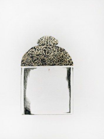 Najmun Nahar Keya  Corinthian Dhaka (25) (Detail)  Charcoal, graphite, rabbit skin glue, gold, on Fabriano archival paper  28 x 20  2019