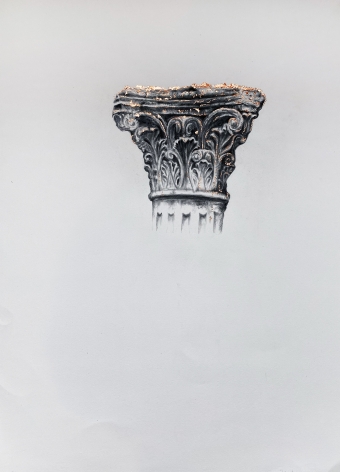 Najmun Nahar Keya  Corinthian Dhaka (23)  Charcoal, graphite, rabbit skin glue, copper, on Fabriano archival paper  28 x 20  2019